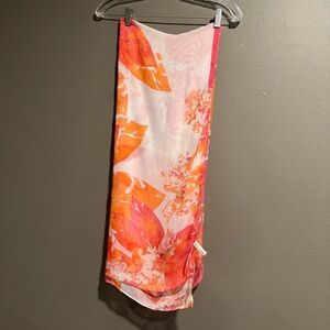 Floral Orange and Pink Scarf 26”X 60”